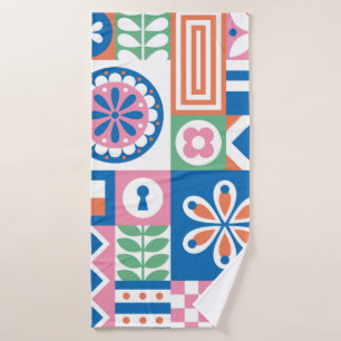 Blue cornflowers. Watercolor floral seamless patte Bath Towel