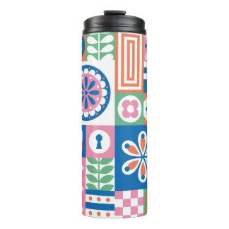 Blue cornflowers. Watercolor floral seamless patte Thermal Tumbler