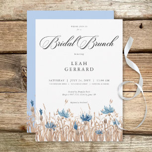 Blue Cornflowers & Wheat Field Bridal Brunch Invitation