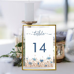 Blue Cornflowers &Wheat Field Cream Modern Wedding Table Number<br><div class="desc">Soft blue cornflowers blooming in a soft tan brown field of dried grasses make this simple wedding table number card modern, yet rustic and unique. You can almost feel the gentle breeze moving the grasses. Simple, yet elegant, the earth tones and soft blues are the perfect combination. The back of...</div>