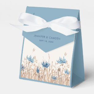 Blue Cornflowers & Wheat Field Cream Wedding  Favour Box