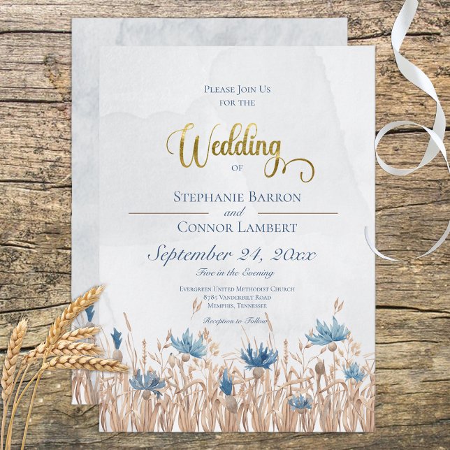 Blue Cornflowers & Wheat Field w/Blue Invitation (Creator Uploaded)