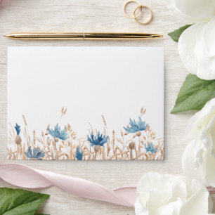 Blue Cornflowers & Wheat Field Wedding Envelope