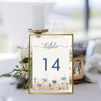 Blue Cornflowers &Wheat Field White Modern Wedding