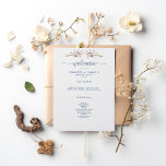 Blue Cornflowers & Wheat Modern White Wedding Programme<br><div class="desc">Soft blue cornflowers blooming in a soft tan brown dried grasses make this simple wedding program. Modern,  yet rustic and unique. You can almost feel the gentle breeze moving the grasses. Simple,  yet elegant,  the earth tones and soft blues are the perfect combination. Created by Simply Farmhouse Press.</div>
