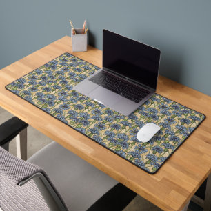 Blue cornflowers, wild flowers on honney yellow desk mat