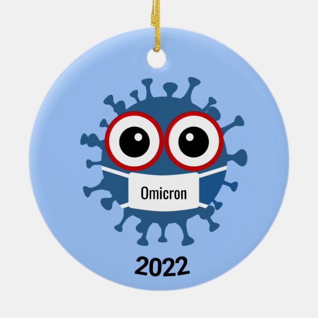 Blue Coronavirus Covid-19 Omicron Variant Ornament (Back)