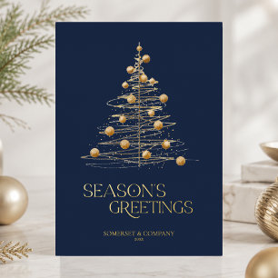 Blue Corporate Business Holiday Foil Card