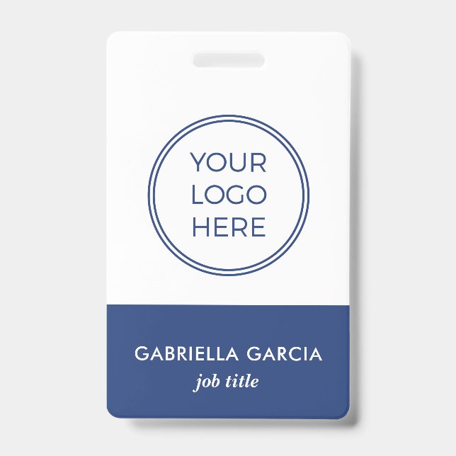 Blue Corporate Employee Logo Barcode ID badge (Front)