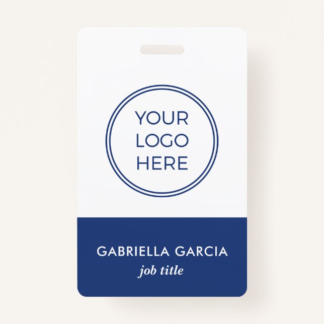 Blue Corporate Employee Logo Barcode ID badge (Front)