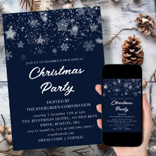 Blue Corporate   Office Christmas Holiday Party Invitation
