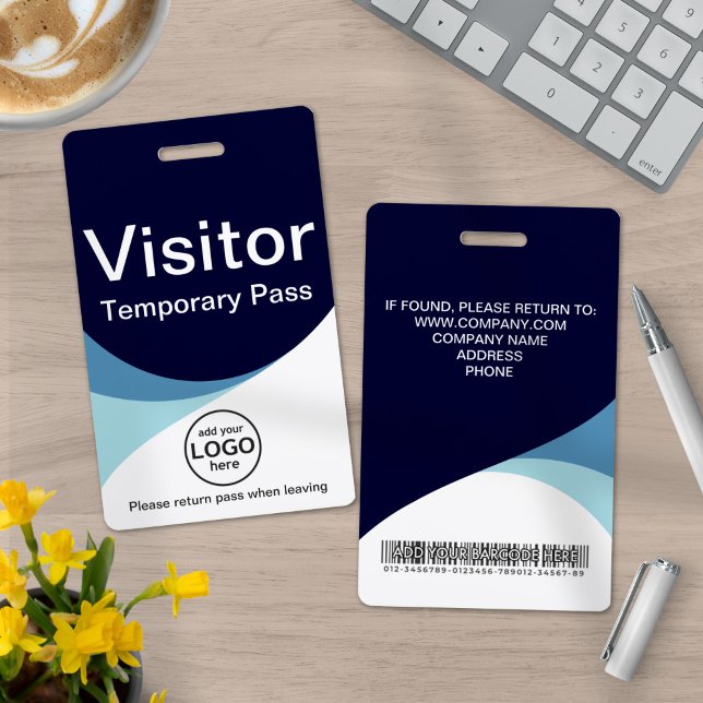 Blue Corporate Visitor Pass ID Barcode Badge (Creator Uploaded)