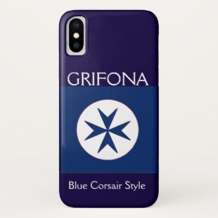 BLUE CORSAIR STYLE octagon cross iPhone X Case