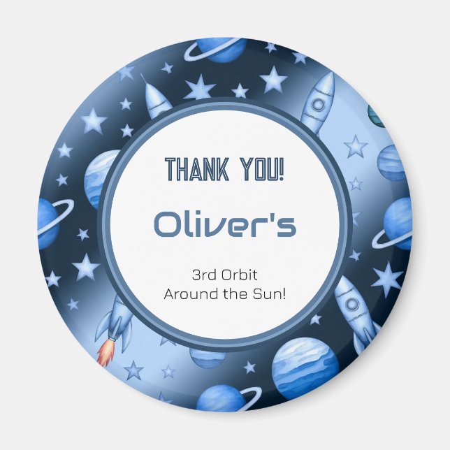 Blue Cosmic Adventure Celestial Pattern Magnet (Front)