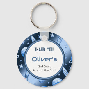 Blue Cosmic Celestial Rocket Odyssey Key Ring