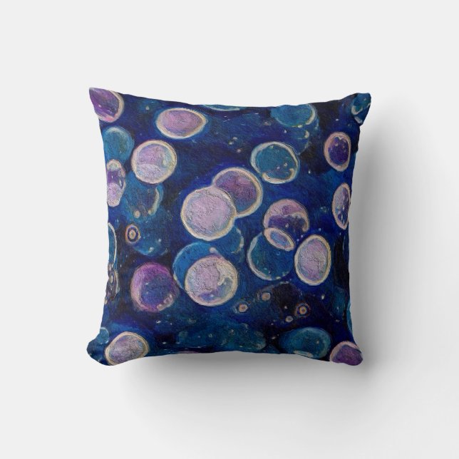 Blue Cosmic Orbs Cushion (Front)