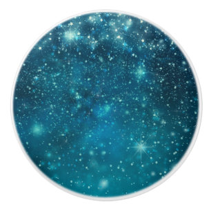 Blue Cosmic Spacey Starry Sky Ceramic Knob