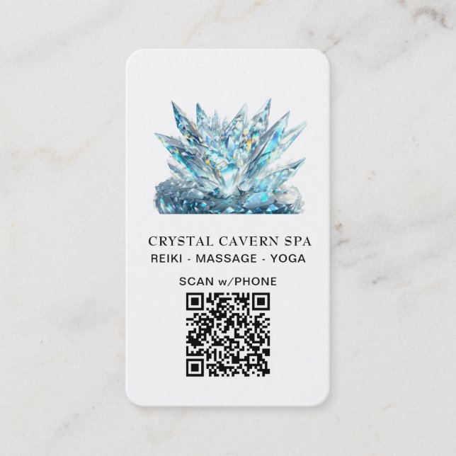 *~* Blue Cosmic Sparkling Magical QR Crystal Business Card (Front)
