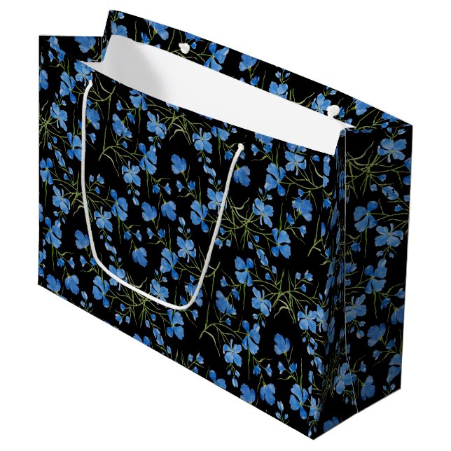 Blue Cosmos Flowers Large Gift Bag (Front Angled)