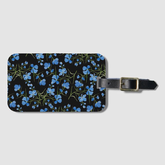Blue Cosmos Flowers Luggage Tag (Front Horizontal)