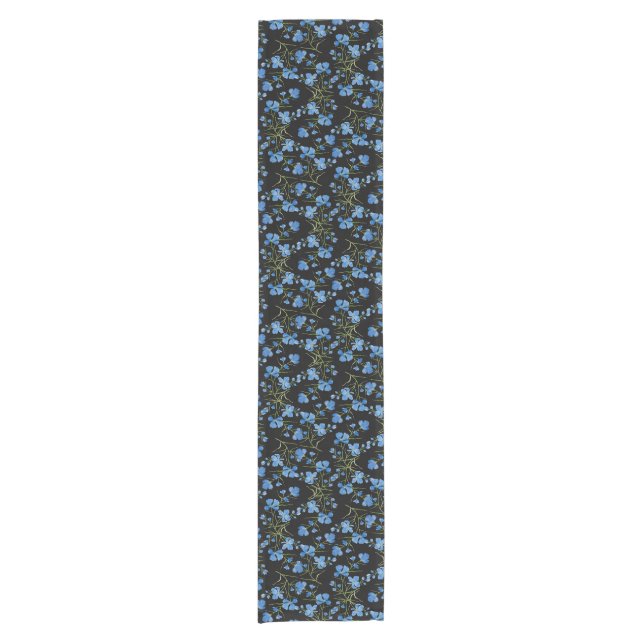 Blue Cosmos Flowers Short Table Runner (Front)
