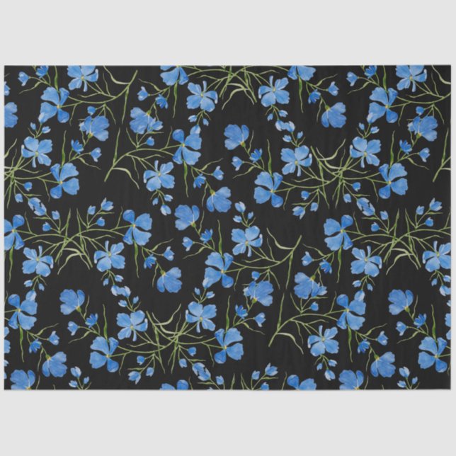 Blue Cosmos Flowers Tissue Paper (Front)