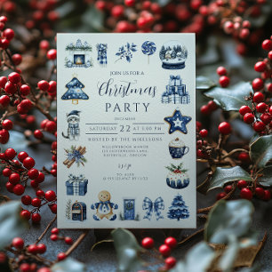 Blue Cosy Christmas Invitation
