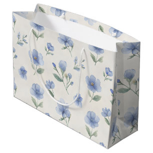 Blue Cottagecore Wildflowers Botanical Print  Large Gift Bag