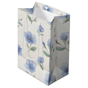 Blue Cottagecore Wildflowers Botanical Print  Medium Gift Bag