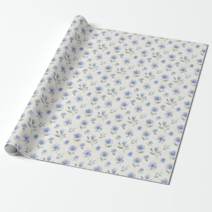 Blue Cottagecore Wildflowers Botanical Print  Wrapping Paper