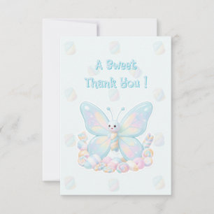 Blue Cotton Candy Butterfly Baby Shower Thank You Card