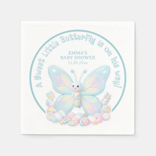 Blue Cotton Candy Butterfly Boy Baby Shower Napkin