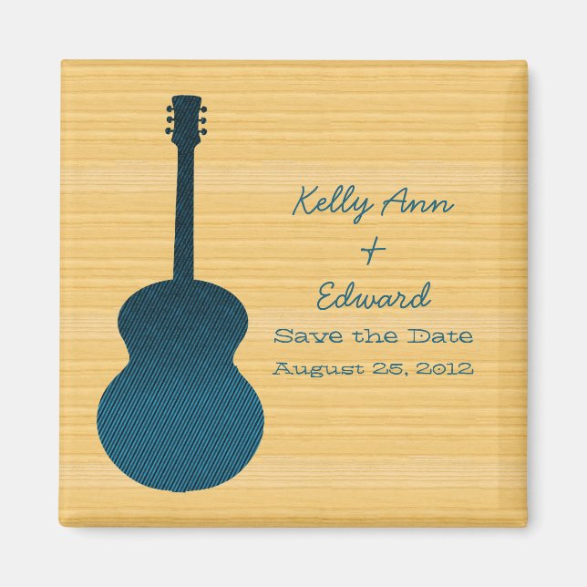 Blue Country Guitar Save the Date Magnet (Front)
