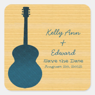 Blue Country Guitar Save the Date Stickers
