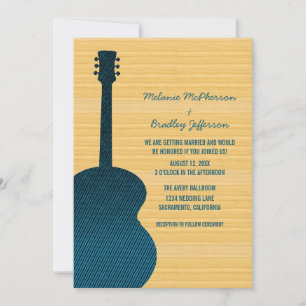 Blue Country Guitar Wedding Invitation