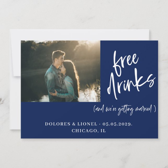 Blue Couple Photo Wedding Save the date (Front)