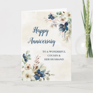 Blue Cousin and Her Husband Wedding Anniversary Card