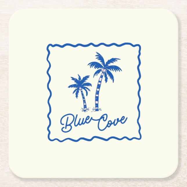 Blue Cove Square Paper Coaster (Front)