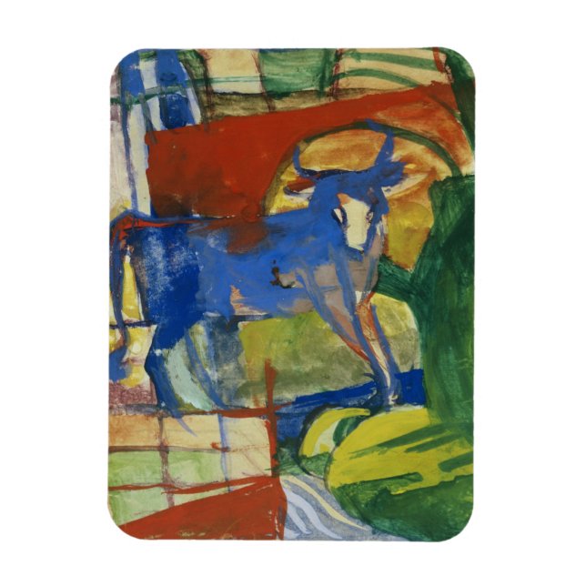 Blue Cow, 1914 (tempera on paper) Magnet (Vertical)