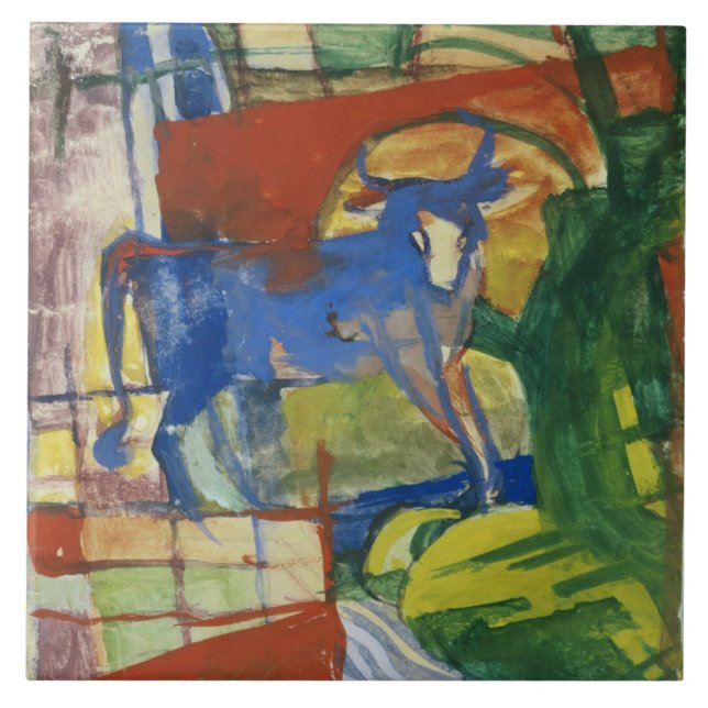 Blue Cow, 1914 (tempera on paper) Tile (Front)