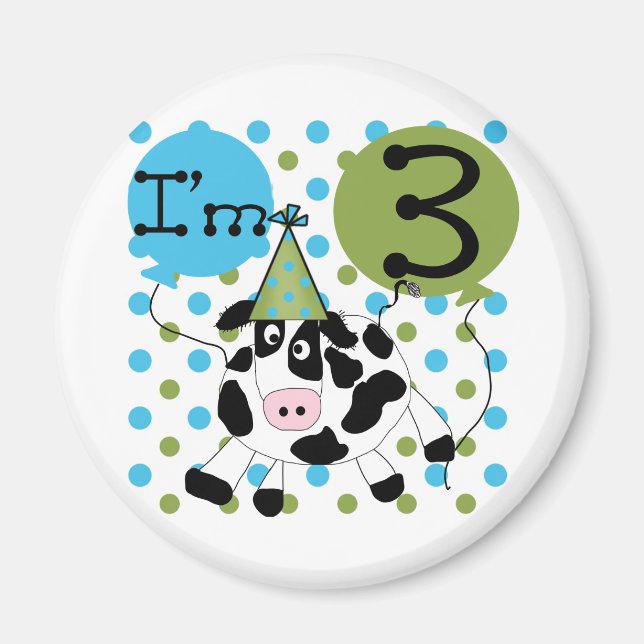 Blue Cow 3rd Birthday Tshirts and Gifts Magnet (Front)