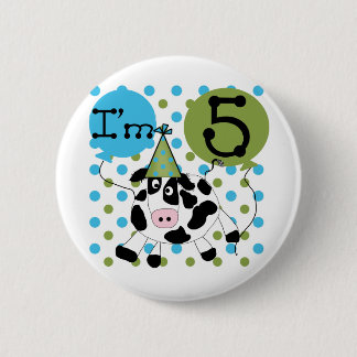 Blue Cow 5th Birthday Tshirts and Gifts 6 Cm Round Badge