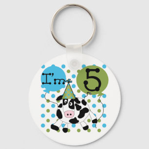 Blue Cow 5th Birthday Tshirts and Gifts Key Ring