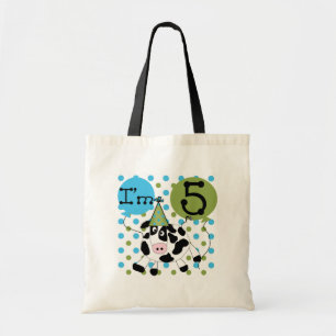 Blue Cow 5th Birthday Tshirts and Gifts Tote Bag