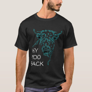 Blue Cow Bull Outline Hey Moo Back On Back T-Shirt