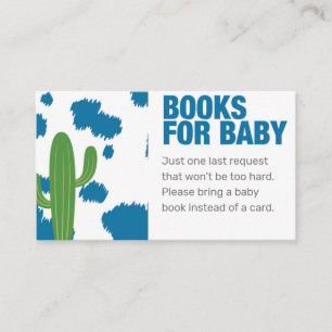 Blue Cow Print Bring a Book Card Baby Shower Game