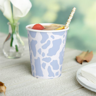 Blue Cow Spots Animal Print Pattern Paper Cups