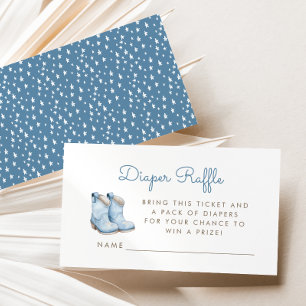 Blue Cowboy Boots Boys Baby Shower Diaper Raffle Enclosure Card