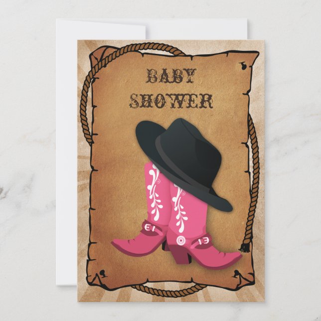 blue cowboy boots western Baby shower Invitation (Front)