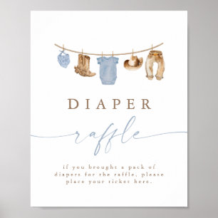 Blue Cowboy Clothesline Diaper Raffle Poster